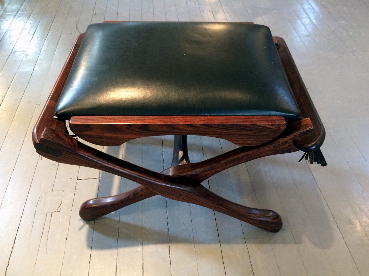 Rosewood and Leather Lounge Chair with Ottoman Don Shoemaker 2