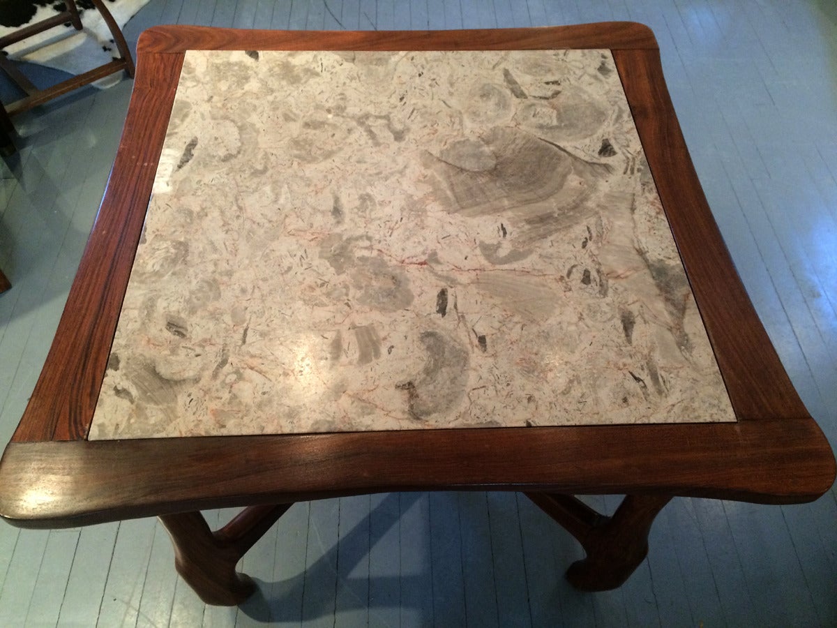 Modern Rosewood and Marble Table, Don Shoemaker For Sale