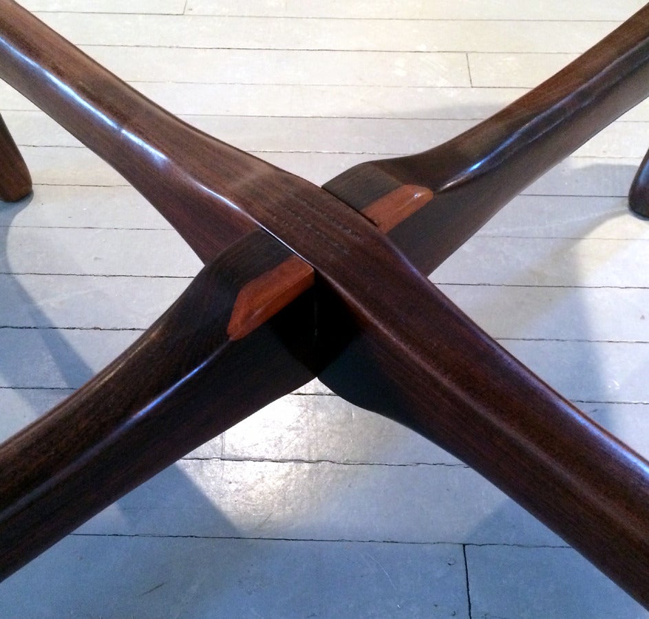 Rosewood and Marble Table, Don Shoemaker In Good Condition For Sale In Atlanta, GA