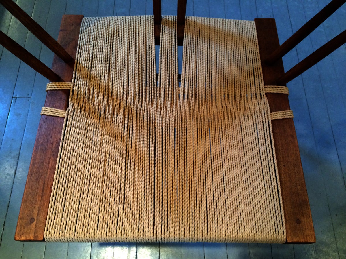 Set of Four Walnut and Woven Seat Chairs by George Nakashima 4