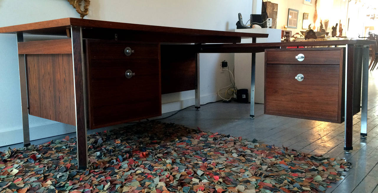Large Danish Rosewood Executive Desk by Finn Juhl In Good Condition In Atlanta, GA