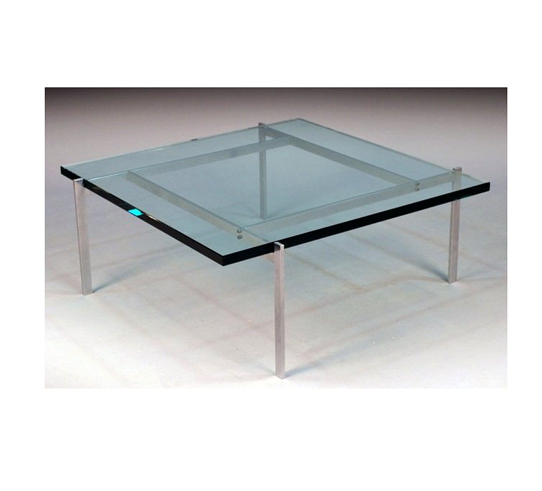 Danish glass top coffee table PK-61 Poul Kjaerholm