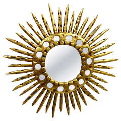 A Mid-century Gilt Wood Sunburst Mirror