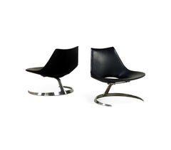 Pair of Rare Danish Scimitar Lounge Chairs