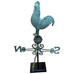 Antique Rooster WeatherVane on Display Stand