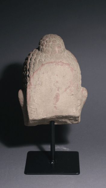 Indian Mathura Buddha Head Sand Stone Carving