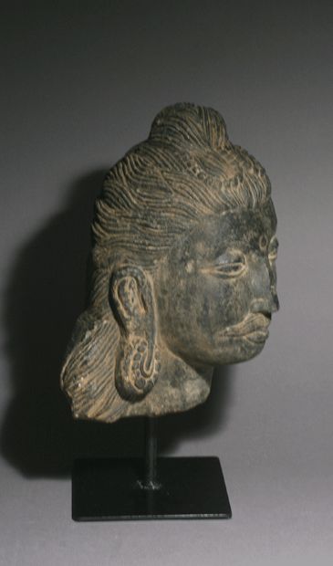 Gandhara Bodhisattva Head Stone Carving In Good Condition In Atlanta, GA
