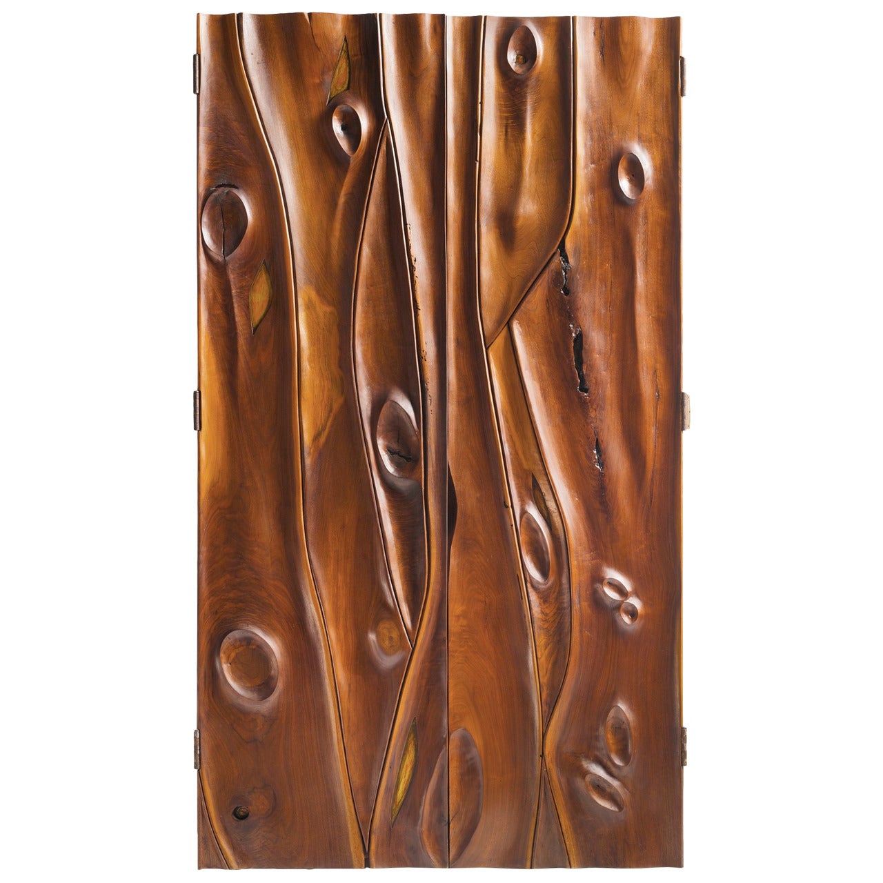 Pair of Carved Wood Doors by Phillip Powell For Sale