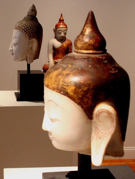 Burmese Marble Buddha Head In Good Condition In Atlanta, GA