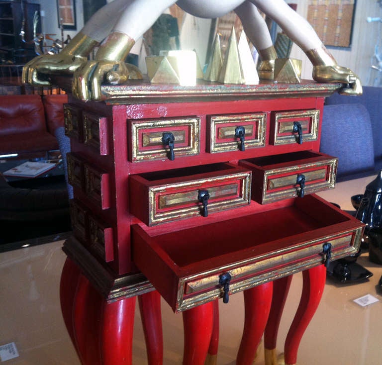 Gilt Rare Unique Cabinet Chest with Drawers Pedro Friedeberg
