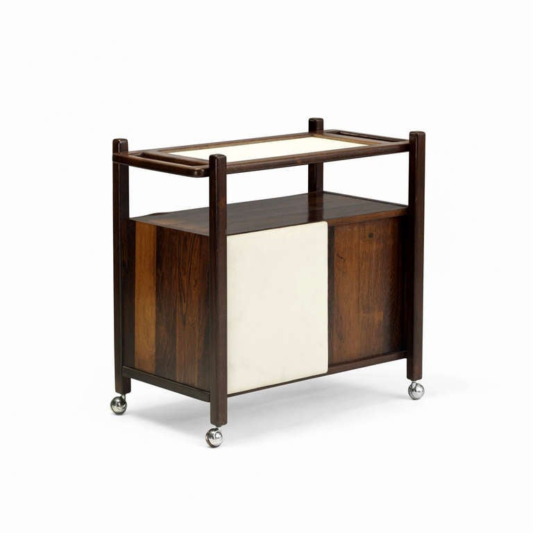 Rosewood Bar Cart Brazilian Modern Sergio Rodrigues