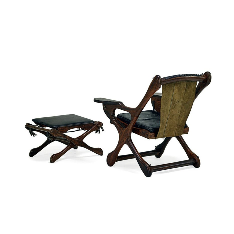 Mid-Century Modern Chaise longue et pouf Don Shoemaker en vente