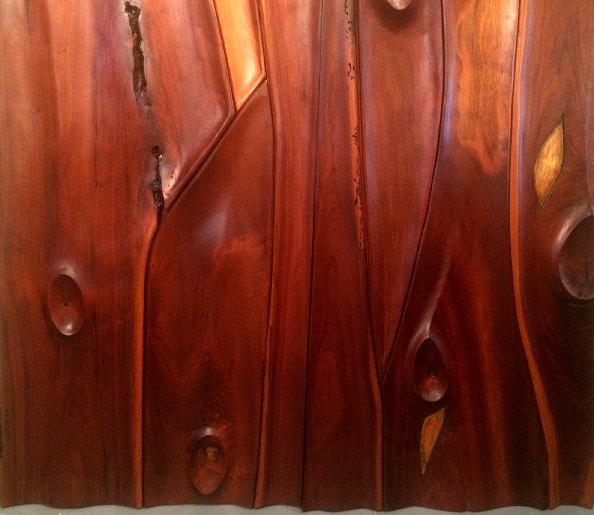 Mid-Century Modern Pair of Carved Wood Doors by Phillip Powell For Sale