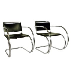 Pair MR 20 Lounge chairs Mies Van Der Rohe