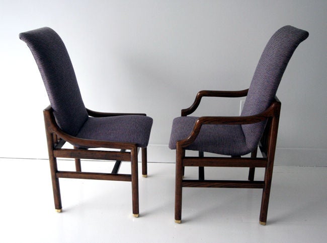 Eight vintage walnut dining chairs by Henredon