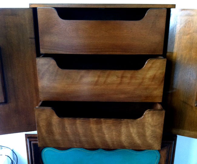 Mid-20th Century Hollywood regency tooled leather-front chest of drawers Grosfeld House