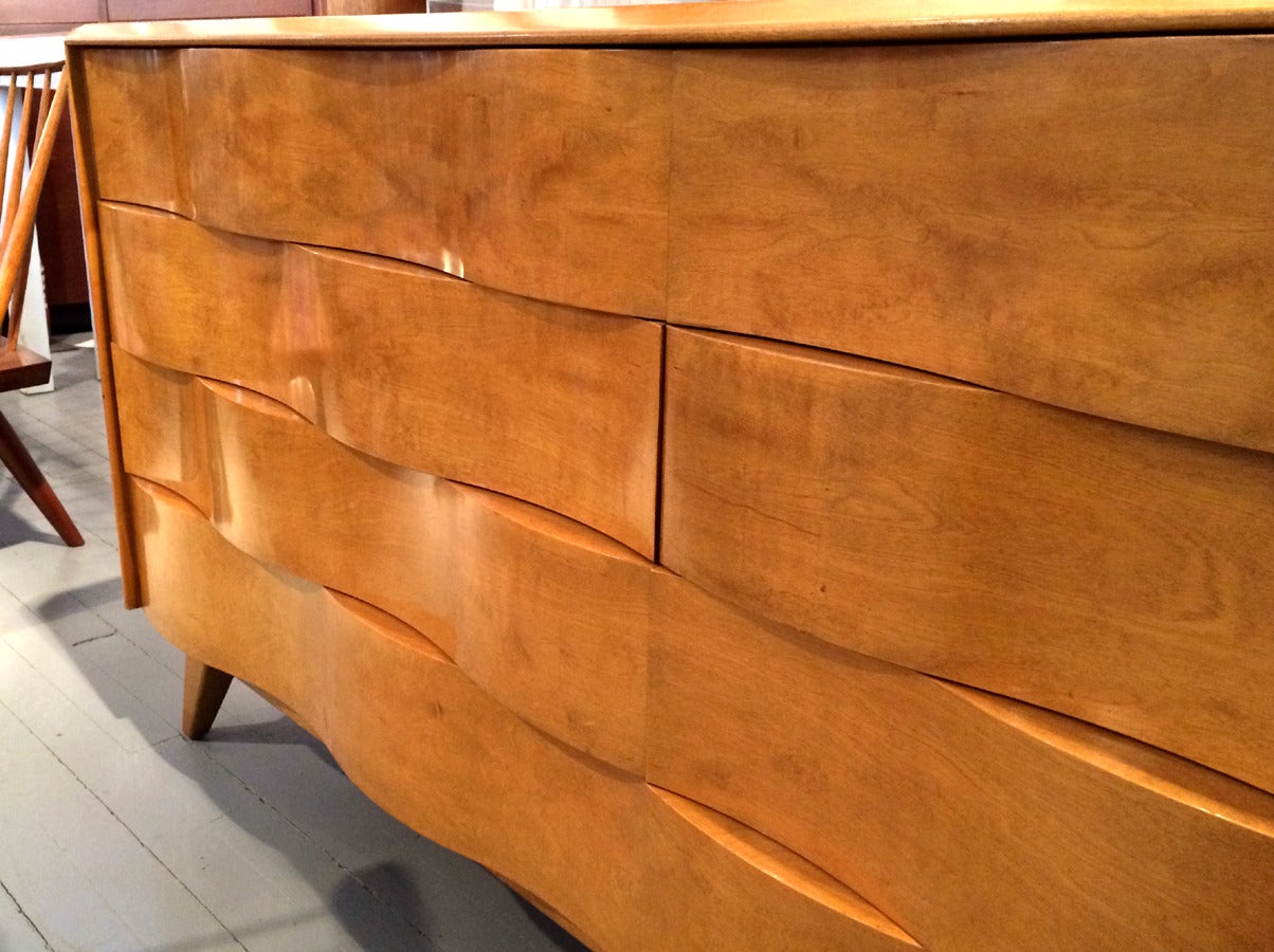 Mid-Century Modern Wavy Front Dresser by Edmond J. Spence