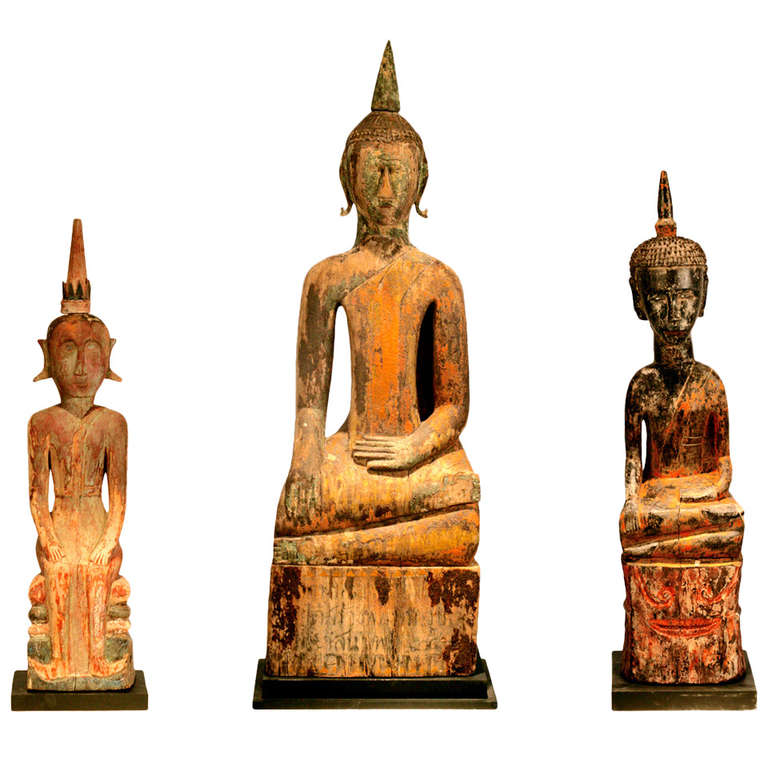 Three Village Buddha Statues from Laos