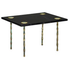 Rare Marble and Inlaid Brass Table by Pepe Mendoza