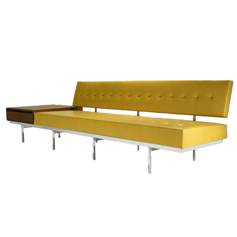 Florence Knoll Long Sofa With Walnut End Table