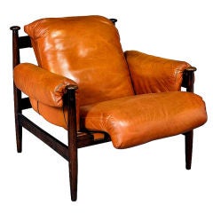 Danish Rosewood and leather lounge chairs Finn Juhl Attr