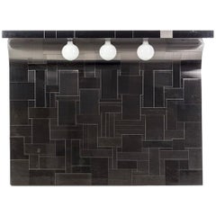 One of the Pair Cityscape Headboard with Lights Paul Evans for Directional
