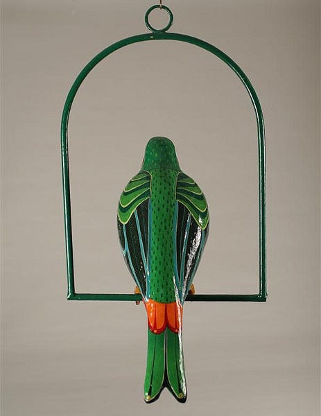 Mexican Editioned Hanging Parrot Sculpture Sergio Bustamante