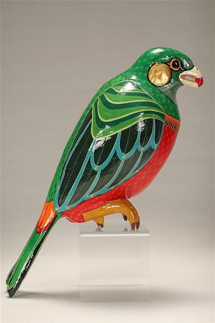 Papier Mâché Editioned Hanging Parrot Sculpture Sergio Bustamante