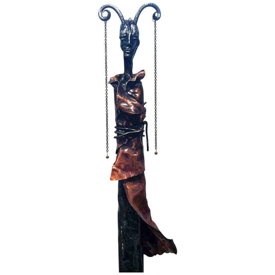 Steel and copper sculpture by Marie-Josée Roy For Sale