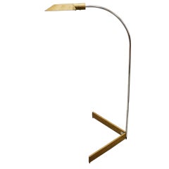 Early Bronze and Chrome Floor Lamp by Cedric Hartman
