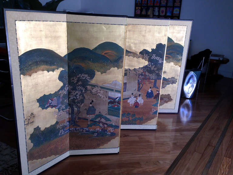 Japonisme A Japanese antique floor screen
