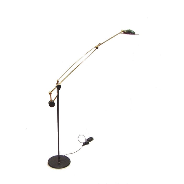 Vintage Italian Cantilever Arc Bronze Floor Lamp Relco