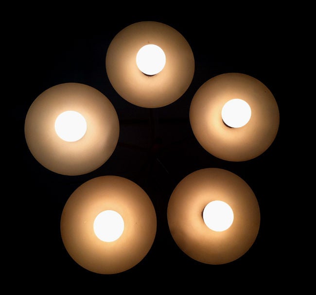 Mid-Century Modern Midcentury Indsutrial Brass Chandelier Gerald Thurston Lightolier