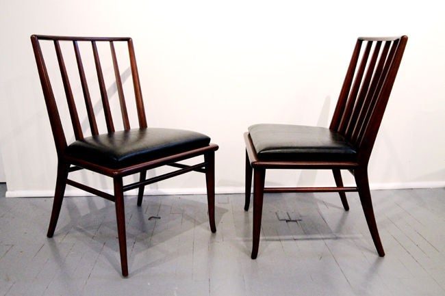 Mid-Century Modern Set of Six walnut dining chairs T.H. Robsjohn-Gibbings Widdicomb For Sale