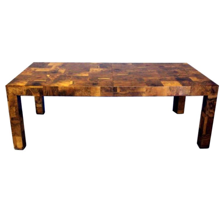 Large Extention Dining Table Patch Burl Wood Paul Evans