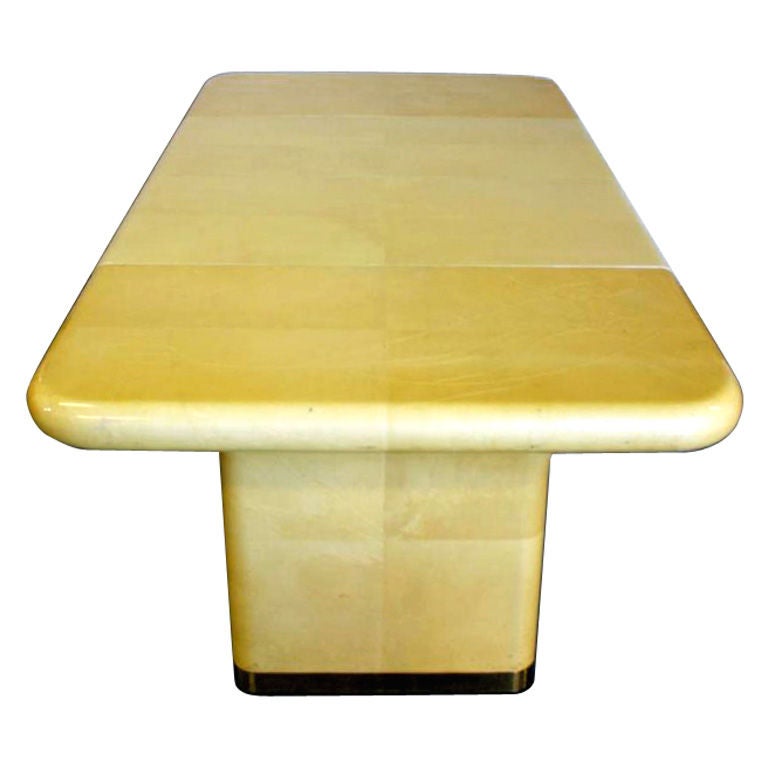 Vintage Goat Skin Parchment Extension Dining Table