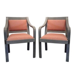 Pair lizard skin covered Karl Springer arm chairs