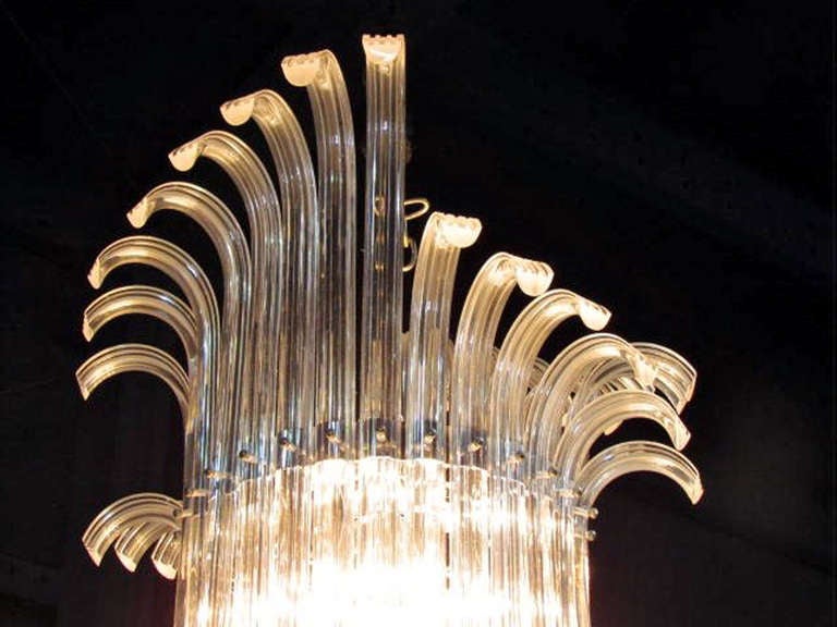 Large dramatic lucite chandelier Art Deco style In Good Condition In Atlanta, GA