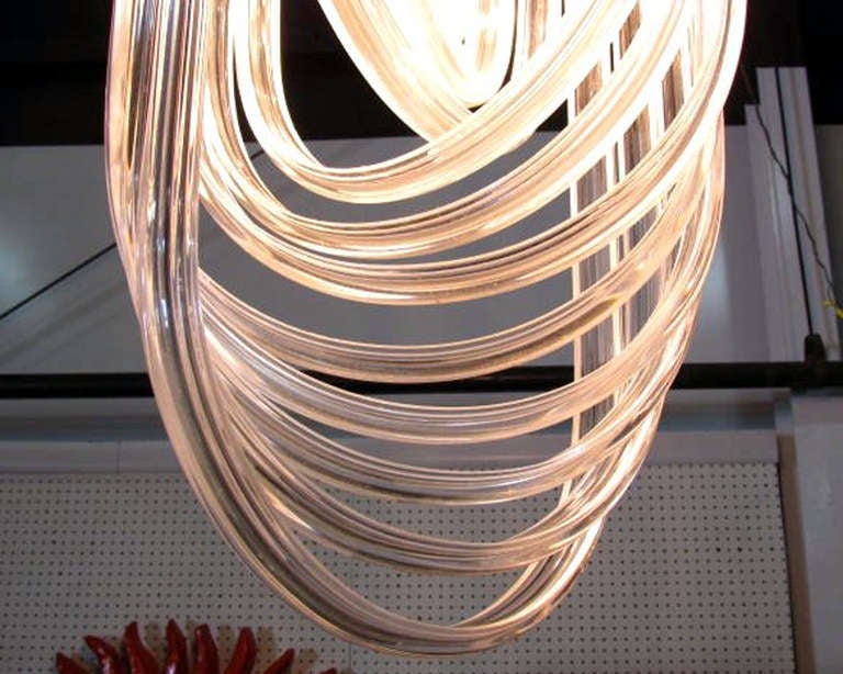 Mid-20th Century Large dramatic lucite chandelier Art Deco style