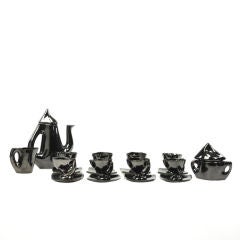 Vintage Mid-Century French, Vallauris Tea Service in Black 5