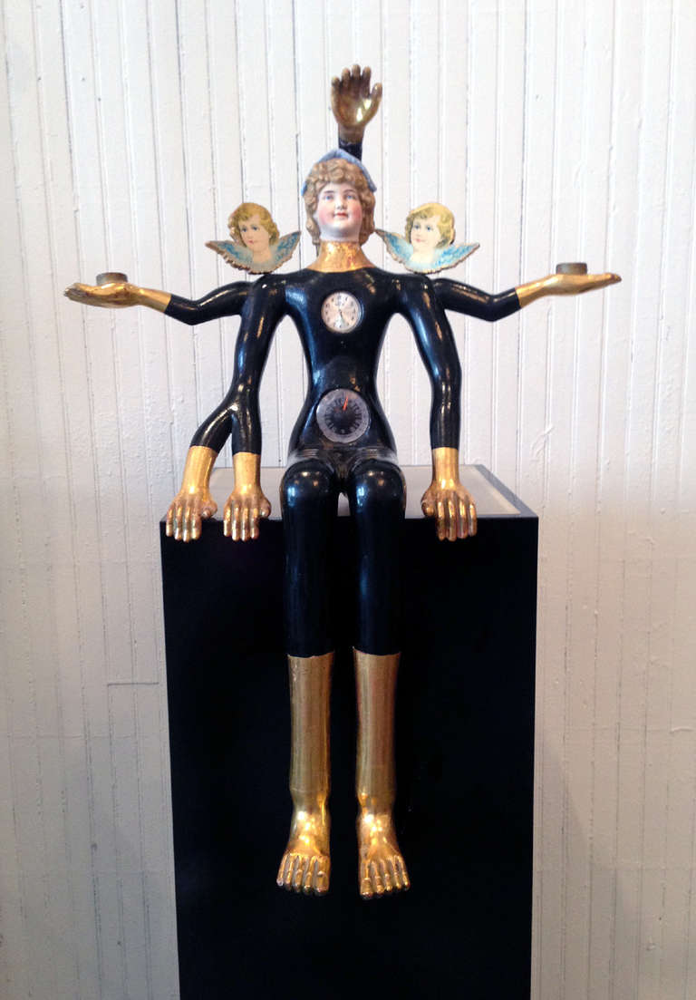 Horloge et candélabre en sculpture surréaliste de Pedro Friedeberg