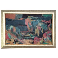 Framed Abstract Painting by C.C Wang