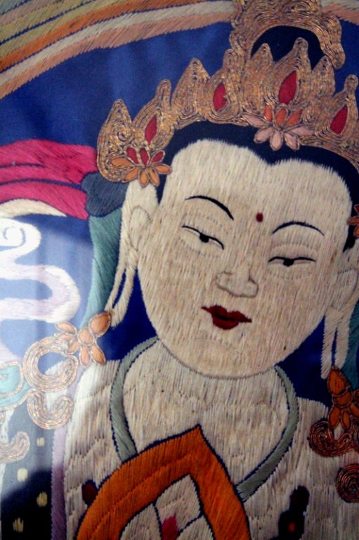 Tibetan Rare antique Himalayan Embroidery Thangka White Tara
