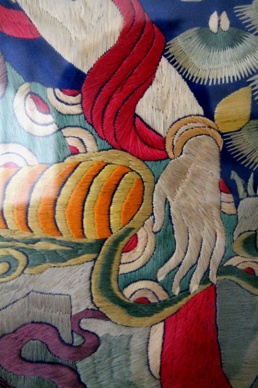 Embroidered Rare antique Himalayan Embroidery Thangka White Tara