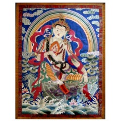 Rare antique Himalayan Embroidery Thangka White Tara