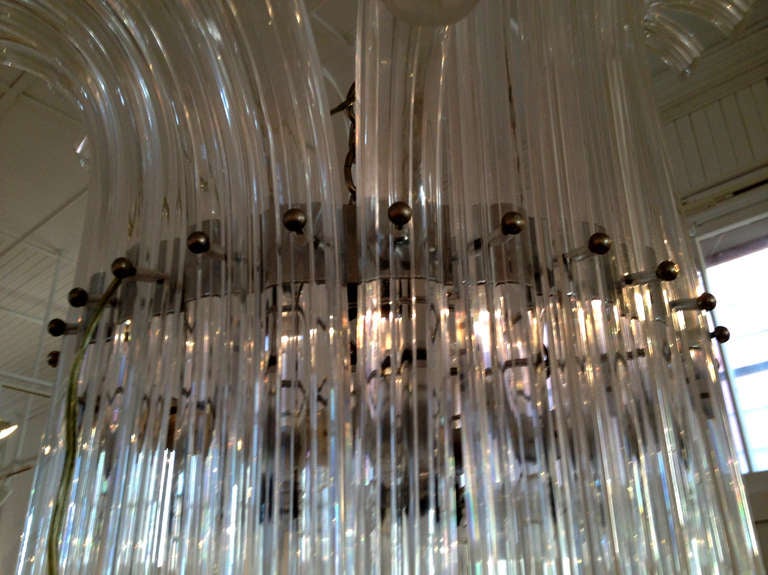 Large dramatic lucite chandelier Art Deco style 2