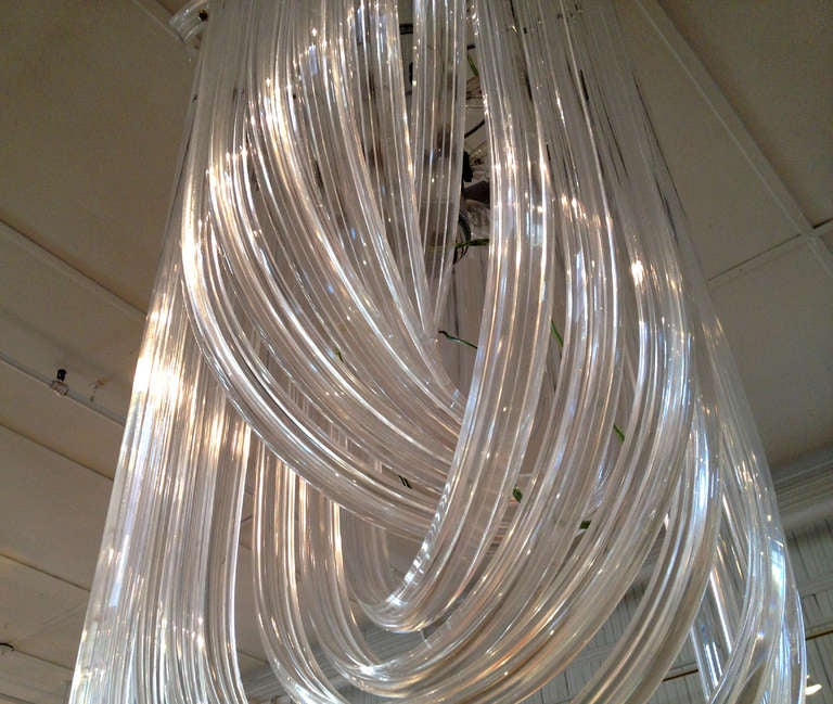 Large dramatic lucite chandelier Art Deco style 3