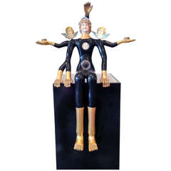 Vintage Surrealistic Sculpture Clock and Candelabra by Pedro Friedeberg