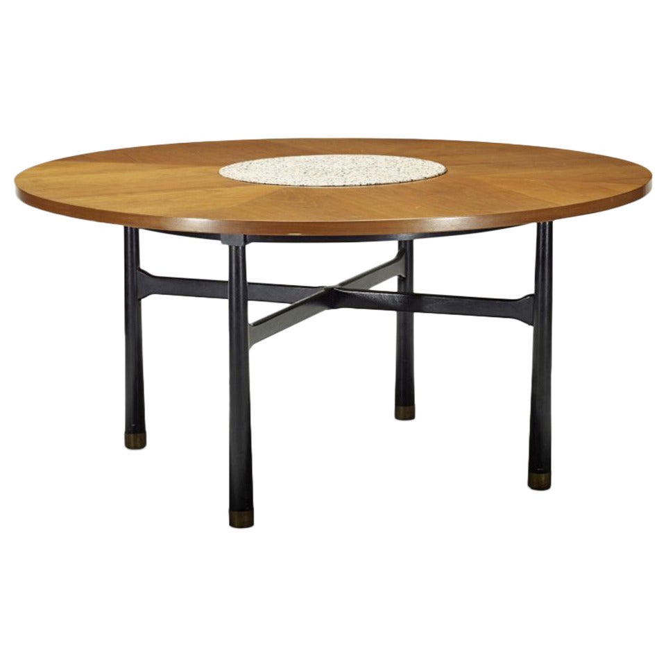 Walnut Center Table with Stone Insert by Harvey Probber