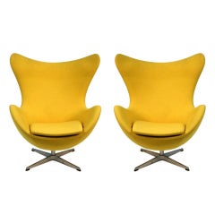 Original Pair Arne Jacobsen Egg Chairs Fritz Hansen